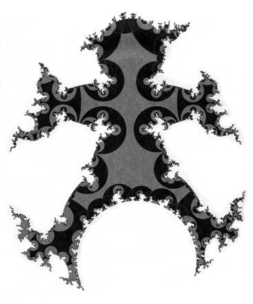 Fig. 7. The interior of the Jordan curve in Figure 6. Quasiconformal deformations of the unit disk give rise to quasi-self-similar shapes; see the caption of Figure 9.